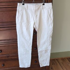 LOFT Women's Cropped Cream Khakis